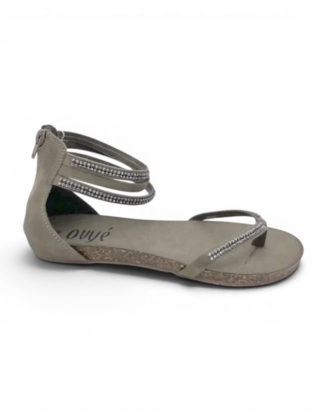 NIB Italian Leather Embellished Sandals Ankle Strap - Size 40